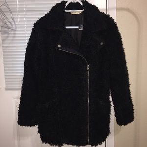Hollister XS asymmetrical teddy coat w/ pockets